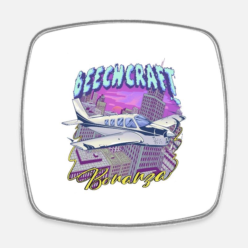 Beech Bonanza Skyline - Viereckiger Kühlschrankmagnet - Weiß