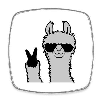 Cool Lama No Drama Llama Peace Sunglasses - Square fridge magnet - white - Front