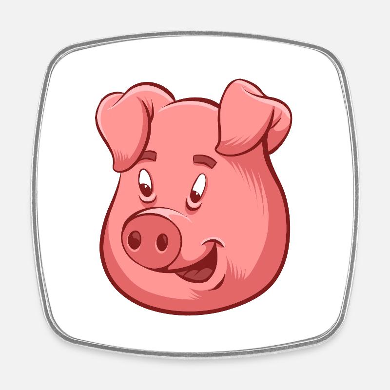 Illustration de cochon - Magnet carré - blanc