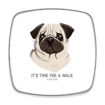 Dog Time for Walk - Viereckiger Kühlschrankmagnet - Weiß - Vorne
