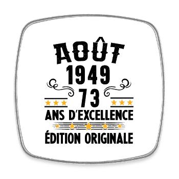 73 Ans Anniversaire Vintage Né(e) en Août 1949 - Magnet carré - blanc - Devant