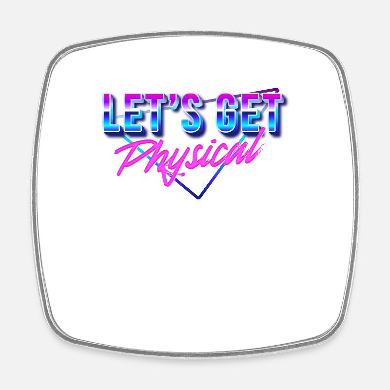 Let's get Physical Vaporwave Aesthetic - Square fridge magnet - white