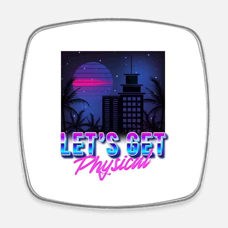 Let's get Physical Vaporwave Aesthetic - Square fridge magnet - white