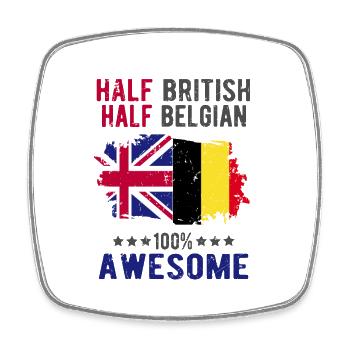 Halb Brite Halb Belgier - Viereckiger Kühlschrankmagnet - Weiß - Vorne