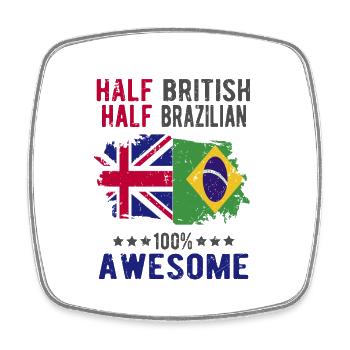 Half British Half Brazilian - Square fridge magnet - white - Front