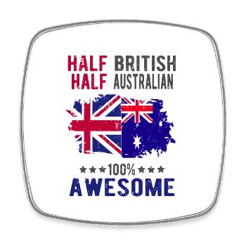 Half British Half Australian - Square fridge magnet - white - Front