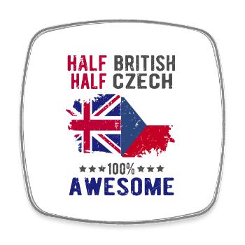 Half British Half Czech - Square fridge magnet - white - Front