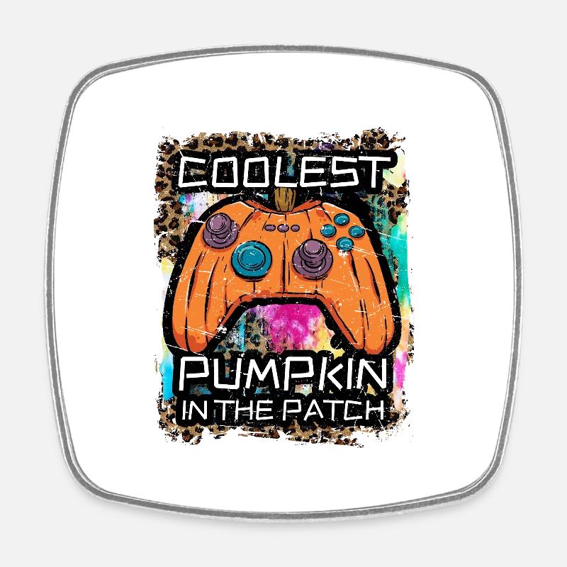 The Coolest Pumpkin in the Patch Gamer - Square fridge magnet - white