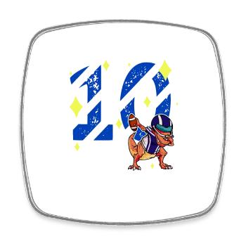 10 ans Dino American Football 10e anniversaire - Magnet carré - blanc - Devant