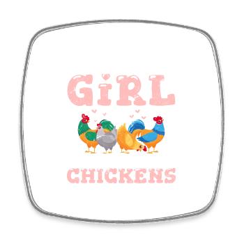 Juste une fille qui aime les poulets Drôle d’amant de poulet - Magnet carré - blanc - Devant