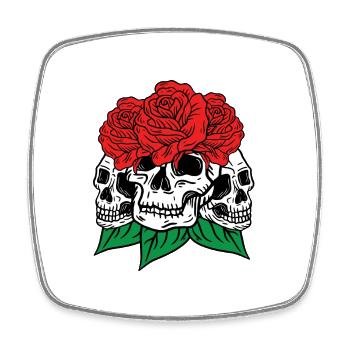Totenköpfe und Rosen Gothic Knochen Skelett Tod - Viereckiger Kühlschrankmagnet - Weiß - Vorne