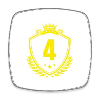 4 Zahl Wappen - Viereckiger Kühlschrankmagnet - Weiß - Vorne
