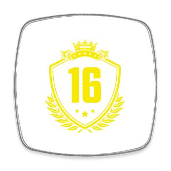 16 Zahl Wappen - Viereckiger Kühlschrankmagnet - Weiß - Vorne
