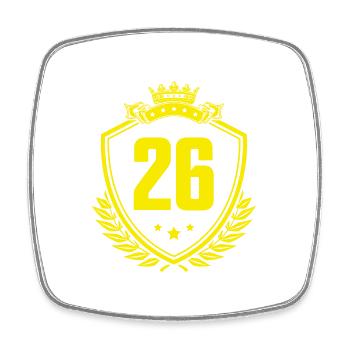 26 Zahl Wappen - Viereckiger Kühlschrankmagnet - Weiß - Vorne