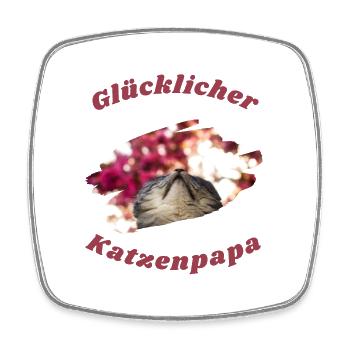 Glücklicher Katzenpapa Katze Papa Vater Lustig - Viereckiger Kühlschrankmagnet - Weiß - Vorne