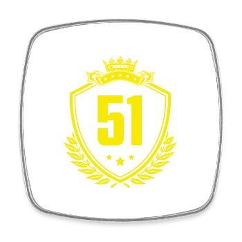 51 Zahl Wappen - Viereckiger Kühlschrankmagnet - Weiß - Vorne
