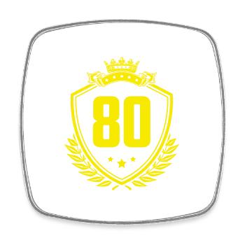 80 Zahl Wappen - Viereckiger Kühlschrankmagnet - Weiß - Vorne