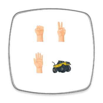 Rock Paper Scissors Nothing Bears RC Cars Remote C - Square fridge magnet - white - Front