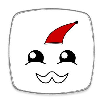 Cute face with a beard and christmas hat - Viereckiger Kühlschrankmagnet - Weiß - Vorne