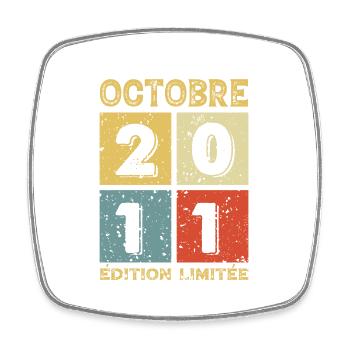 Né En 2011 Octobre Anniversaire - Magnet carré - blanc - Devant