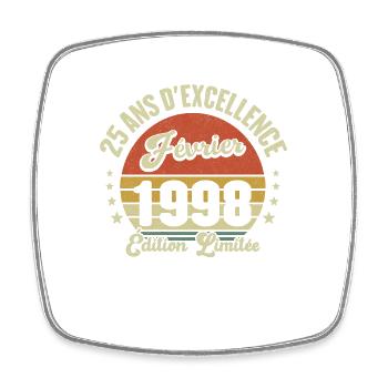 Février 1998 25 Anniversaire Vintage Idée Cadeau - Magnet carré - blanc - Devant