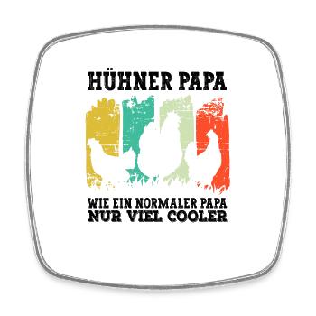 Huhn Hühner Papa - Viereckiger Kühlschrankmagnet - Weiß - Vorne