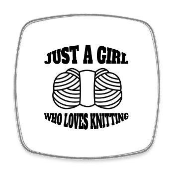 Tricot Fille Couturière Couture Cadeau Crochet - Magnet carré - blanc - Devant