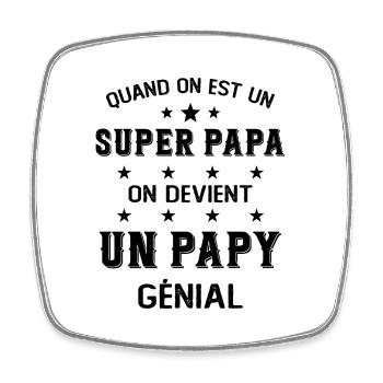 Un Super Papa On Devient Un Papy Génial - Magnet carré - blanc - Devant