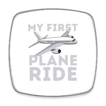 My first plane ride my 1st flight airplane - Square fridge magnet - white - Front