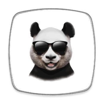 Panda mit Sonnenbrille Cool und Lustig Geschenk - Viereckiger Kühlschrankmagnet - Weiß - Vorne