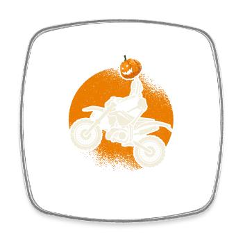 Citrouille Squelette Dirt Bike Rider Halloween - Magnet carré - blanc - Devant