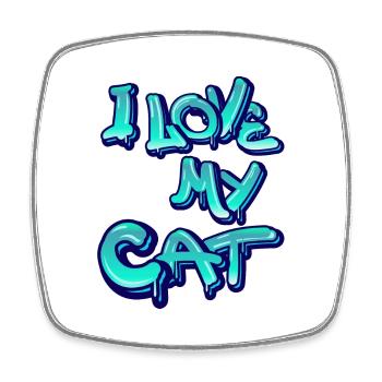 I love my cat - Square fridge magnet - white - Front