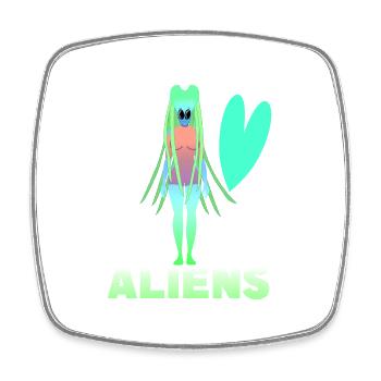 I love aliens - Square fridge magnet - white - Front