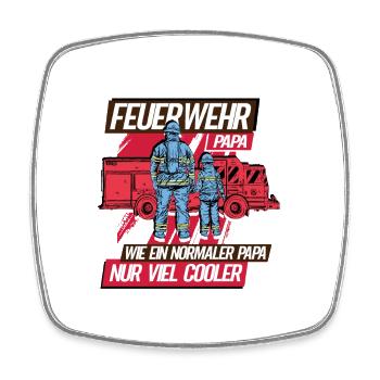 Feuerwehr Papa Feuerwehrmann - Viereckiger Kühlschrankmagnet - Weiß - Vorne