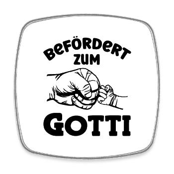 Befördert zum Gotti Patentante Schweiz Taufgotti - Viereckiger Kühlschrankmagnet - Weiß - Vorne