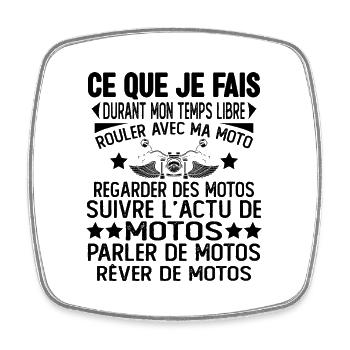 ce que je fais pendant mon temps libre moto motard - Magnet carré - blanc - Devant