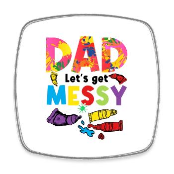 Dad Let's Get Messy Painter Artist Brush Colors Pa - Viereckiger Kühlschrankmagnet - Weiß - Vorne