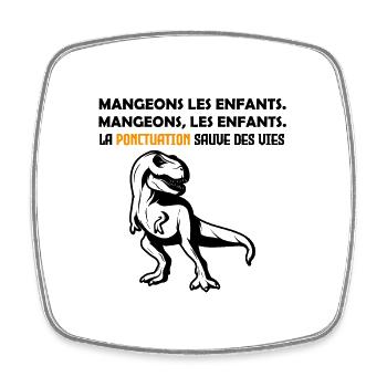 dinosaure. Mangeons, les enfants. !! - Magnet carré - blanc - Devant