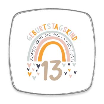 13 Jahre alt Rainbow Regenbogen 13. Geburtstag - Viereckiger Kühlschrankmagnet - Weiß - Vorne