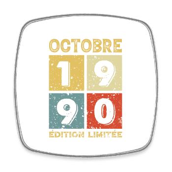 Anniversaire Vintage Idée Cadeau Octobre 1990 - Magnet carré - blanc - Devant