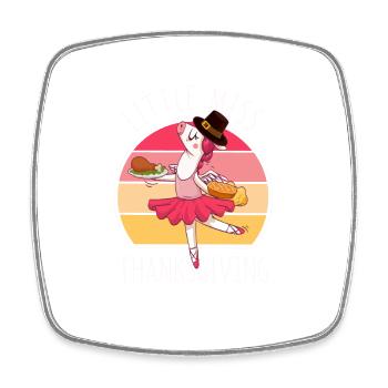 Kleines Fräulein Thanksgiving Lustiges Einhorn - Viereckiger Kühlschrankmagnet - Weiß - Vorne