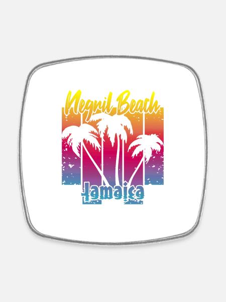 Negril Beach Jamaica - Viereckiger Kühlschrankmagnet - Weiß
