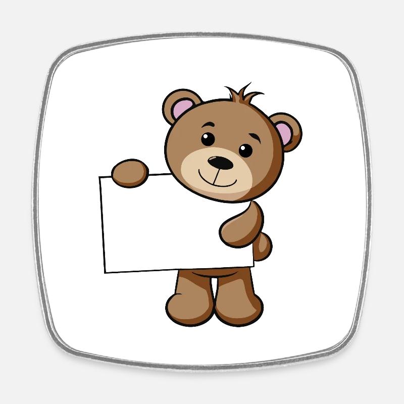 Teddy Schild - Viereckiger Kühlschrankmagnet - Weiß