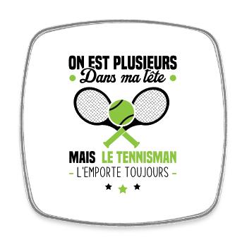 Le tennisman l'emporte toujours Humour cadeau - Magnet carré - blanc - Devant