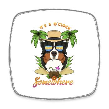 It Is 5 OClock Somewhere Drinking Bernese - Viereckiger Kühlschrankmagnet - Weiß - Vorne