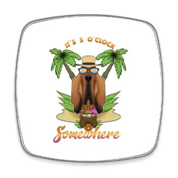 It Is 5 OClock Somewhere Drinking Bloodhound - Viereckiger Kühlschrankmagnet - Weiß - Vorne