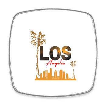 Black and Orange Illustration Los Angeles T shirt - Square fridge magnet - white - Front