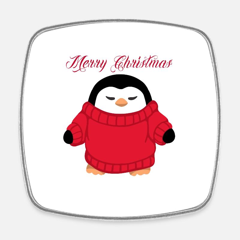 Pingouin de Noël - Magnet carré - blanc