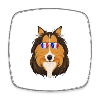 Collie France Sunglasses I French Flag - Viereckiger Kühlschrankmagnet - Weiß - Vorne