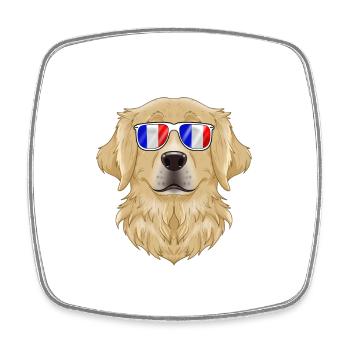 Golden Retriever France Sunglasses I French Flag - Viereckiger Kühlschrankmagnet - Weiß - Vorne